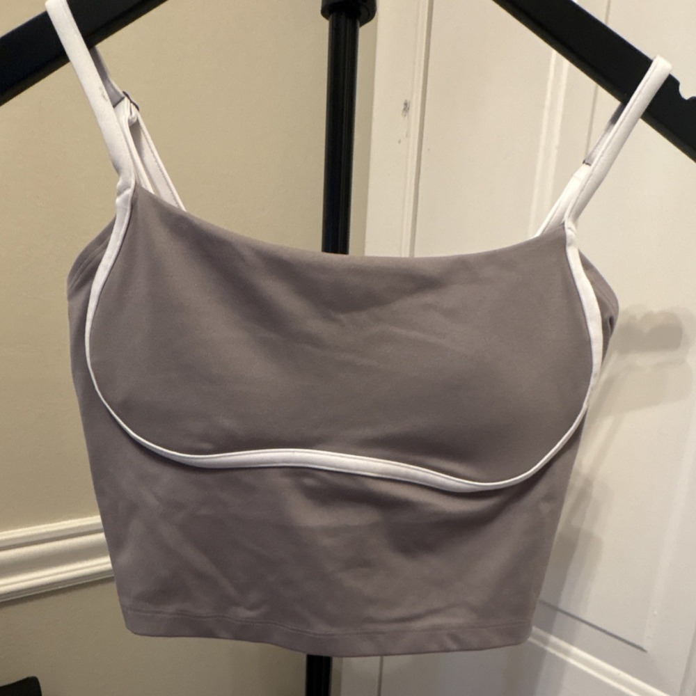 Gilly Hicks Women's Gray White Size M Recharge Cropped Stretch Tank